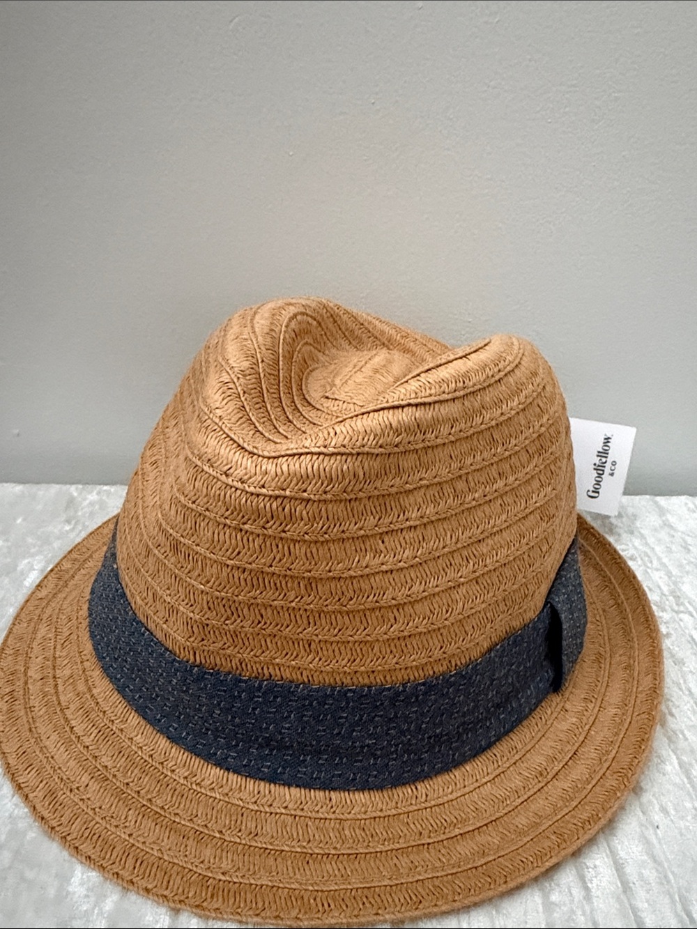 Goodfellow & Co Brown Straw Trilby with Navy Band